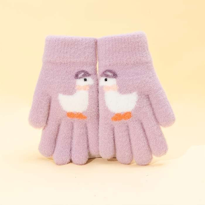 1 Pair Yellow 6 To 12 Years Old Warm Gloves