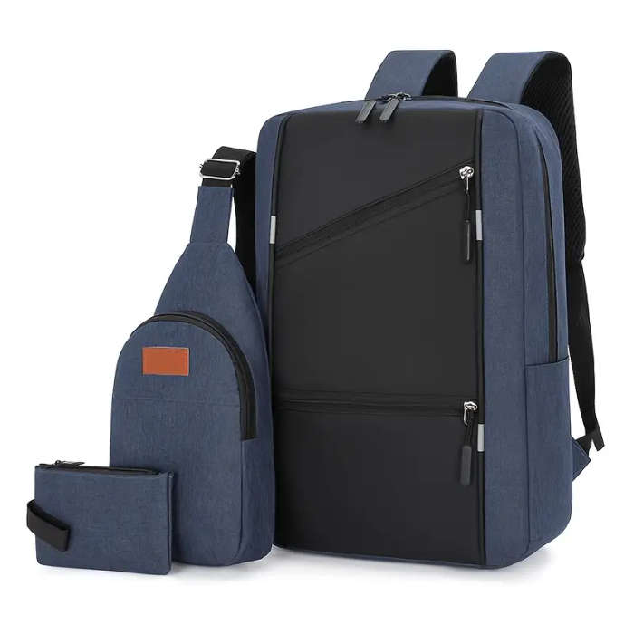 3pcs Business Backpack Shoulder Bag Korean Style Trendy Travel Casual Schoolbag Simple Fashion