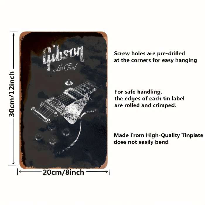 1pc Gibson Les Paul Guitar Metal Tin Sign Vintage Wall Art  20.32x30.48 cm Decorative Plaque f