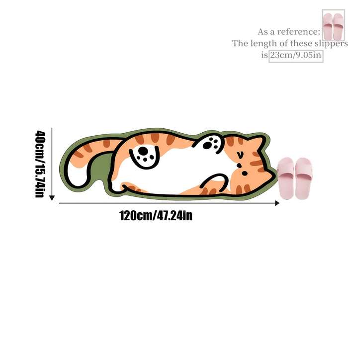 1Pc Belly cat Green edge 40x120cm 15.74x47.24inch Floor Mat