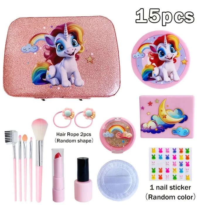 15pcs Play Makeup Set With Simulated Lipstick Powder Eye Shadow Nail Polish Blush And Other Toy Mode