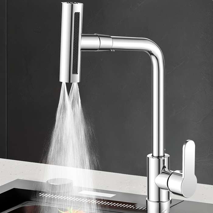 1pc Commercial Not Four Modes Of Outlet Kitchen Faucet With Sprayer Plus 60CM Inlet Pipe Rotary Sp