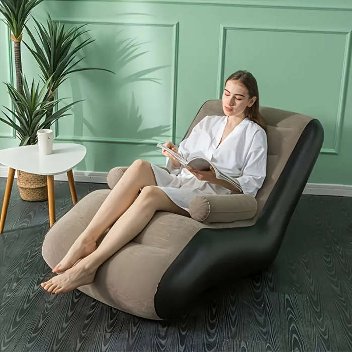 Portable Inflatable Lounger Sofa with Built-in Foot Pump  Foldable, Versatile Air Bed for Outdoor L