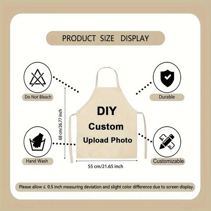 1pc Custom Photo Apron Personalized Kitchen Dining Wear for Mother's Day Birthdays Anniversar