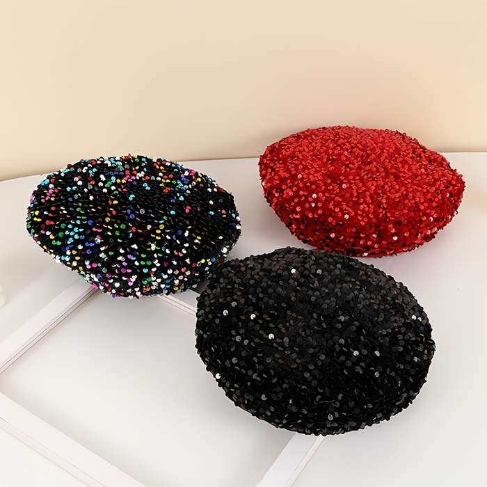 1pc Korean version of fashion canary glitter beret suitable for ladies stage performance outdoor co