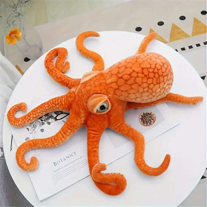 Bright Orange And Blue Octopus Plush Toy