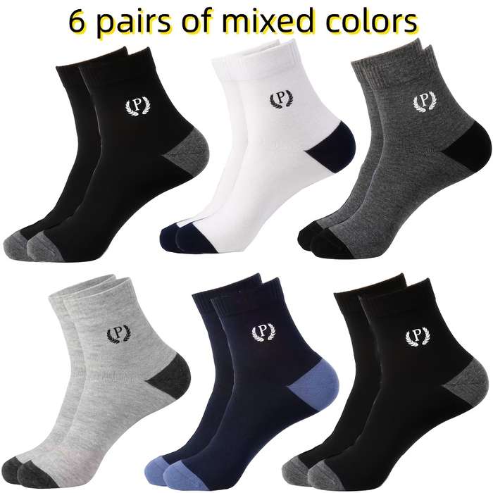 6 Pairs Of Mixed Colors One Size High Elastic Socks