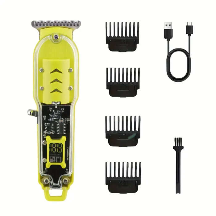 Men'S Hair Clippers, Retro Transparent Body Electric Hair Trimmer for Pompadour Styles, Professional