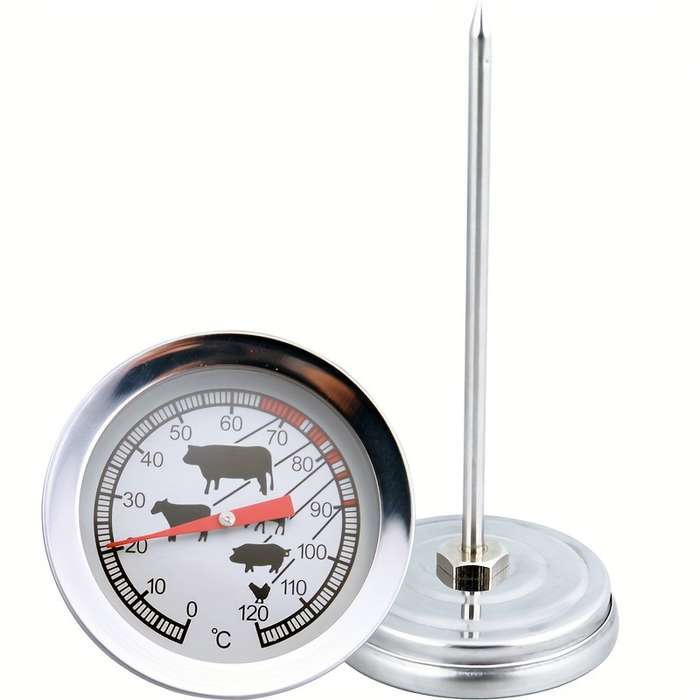 1pc Stainless Steel Instant Read Thermometer for BBQ Kitchen Dual Celsius Fahrenheit Display P
