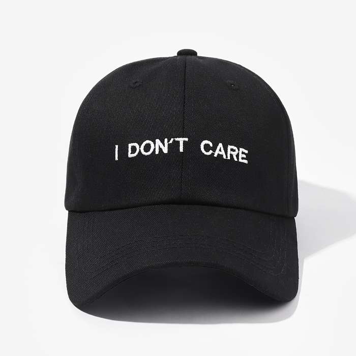 1pc I DON'T CARE Embroidery Sun Protection Baseball Cap Unisex Outdoor Casual Vacation Headwear