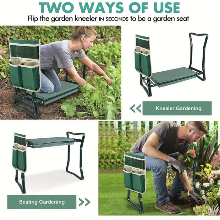 3 Piece Foldable Garden Kneeler Stool and Tool Bag