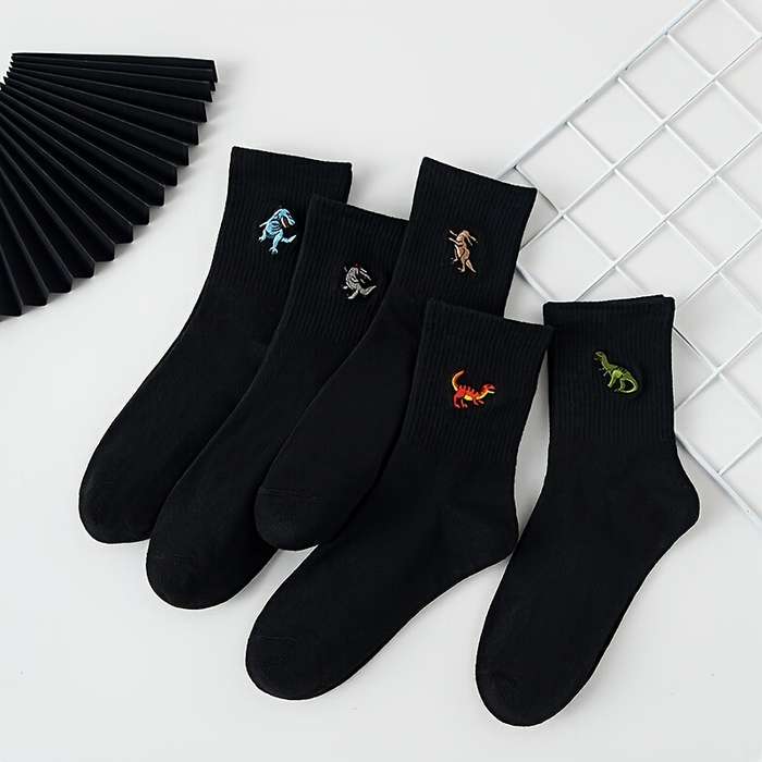 5 Pairs Of Black One Size High Elastic Socks
