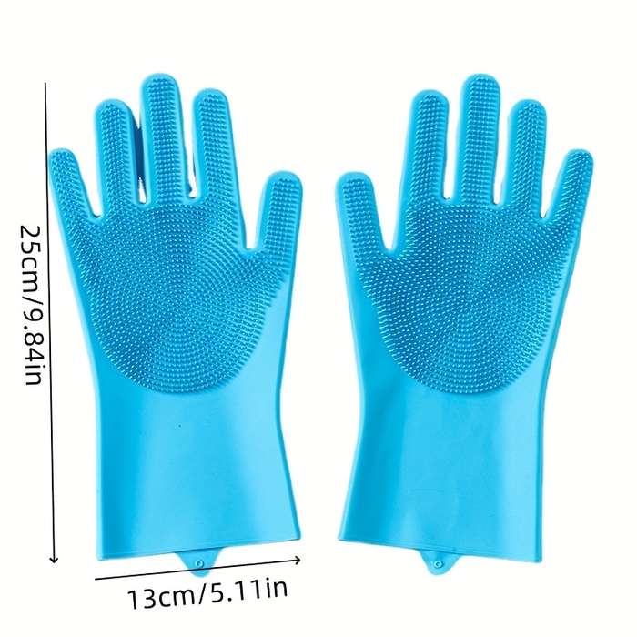 1 Pair Blue Household Cleaning Gloves
