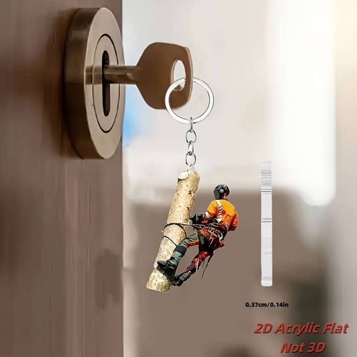 1pc 2D Flat  Acrylic Lumberjack Keychain Waterproof Durable Ideal Gift for Family and Friends U