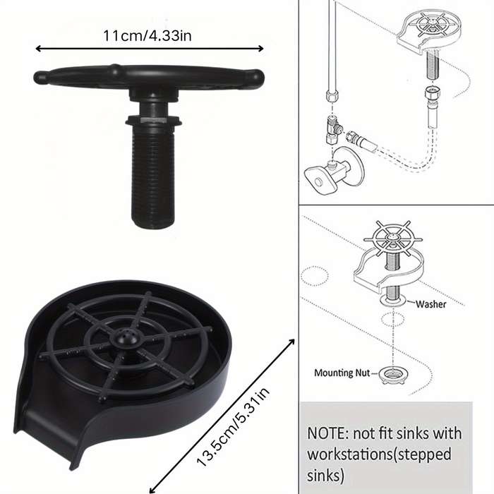1pc Easy-Install Kitchen Faucet Glass Rinser High-Pressure Multi-Nozzle Design for Quick Cleanin
