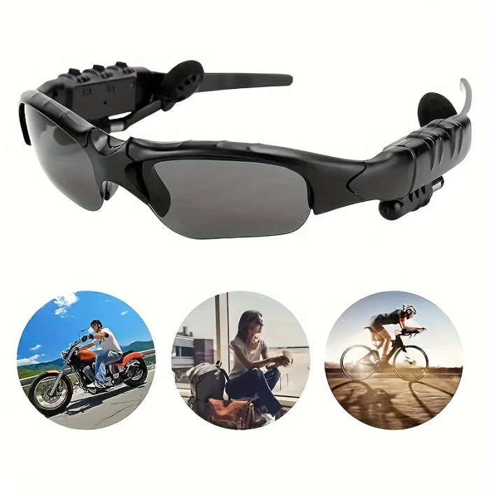 1pc Wireless Smart Glasses Headset Wireless Stereo Sound USB Rechargeable PVC Material Hands-Free Ca