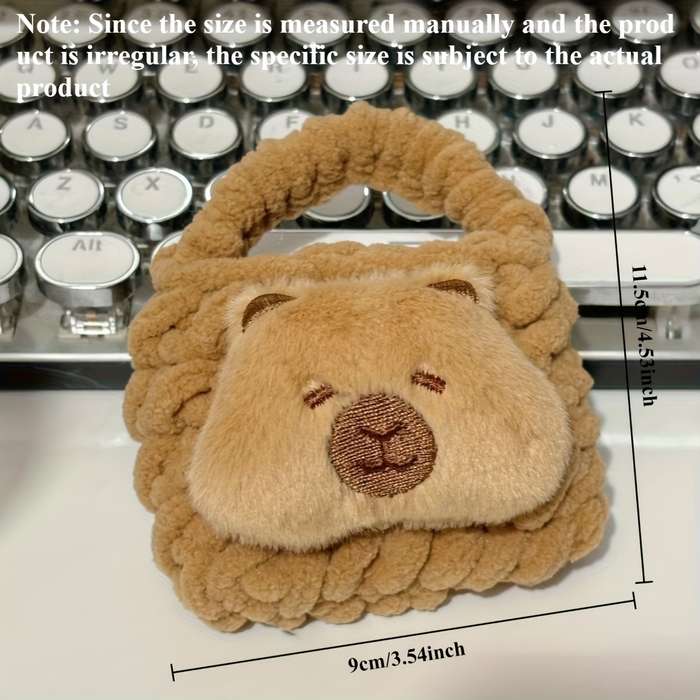 1pc Cute Capybara Cartoon Plush Coin Purse with Keychain Portable Mini Wallet for Earphones and C