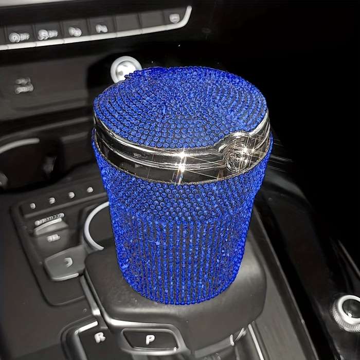 1pc JUNLAICHUANG Car Ashtray with Rhinestone Embellishments ABS Material Uncharged No Battery Re