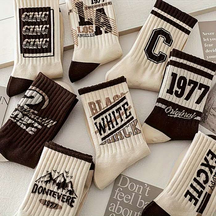 8 Pairs Of Coffee Color Mid Calf Socks Sock One Size