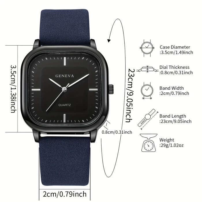 1pc Set Men'S Trendy Square Minimalist Quartz Watch with a Scale Dial Does Not Include a Watch Box