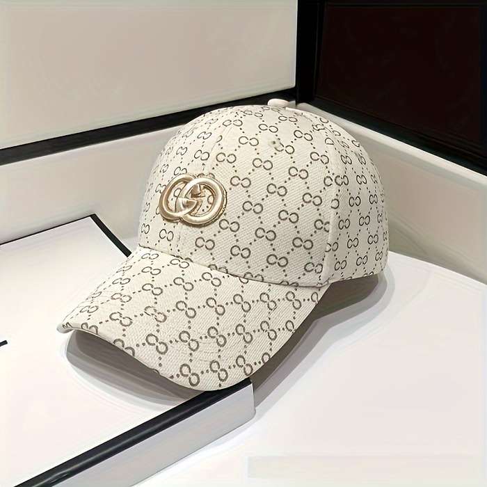 1pc Trendy Premium Curved Brim Baseball Cap Embroidery Letter G Logo Full Print Trucker Hat Sna