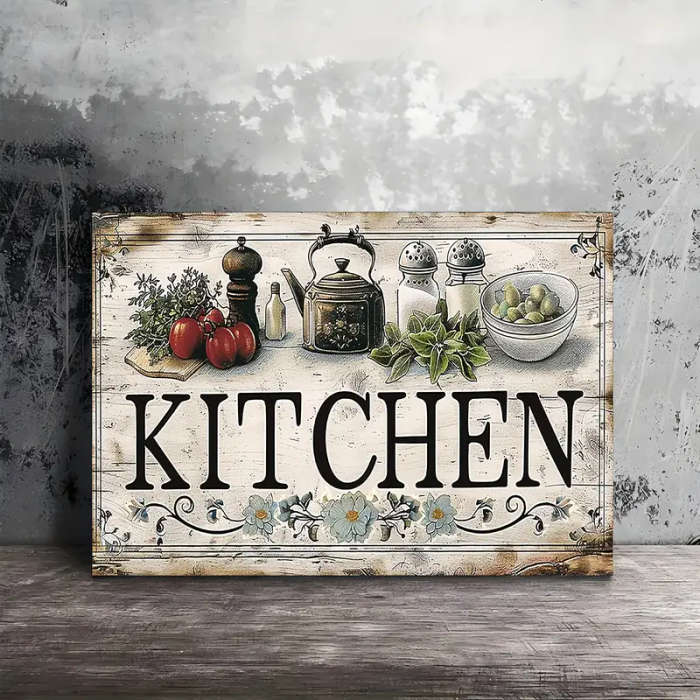 1pc Farmhouse Kitchen Canvas Wall Art Rustic Food Vegetable Theme Painting Woven Other Material Deco