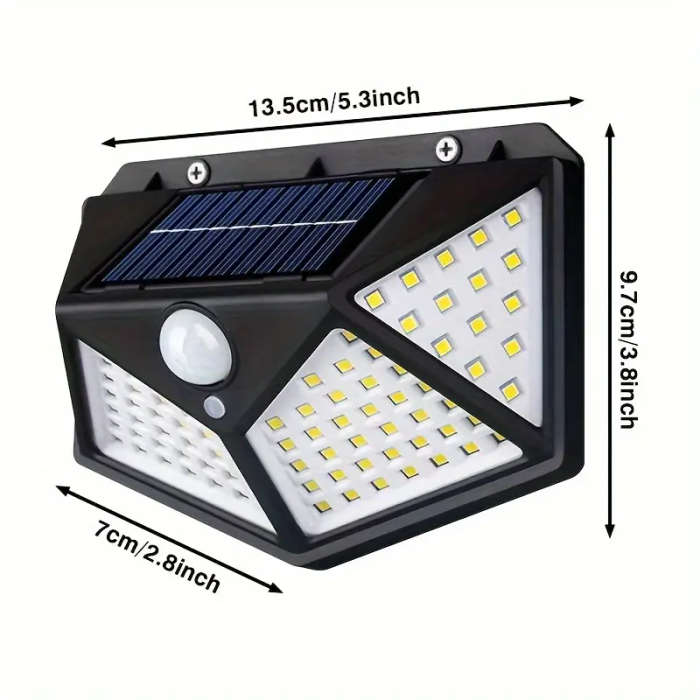 New 100LED wall sensor light, intelligent light sensor, solar charging, brightness automatic adjustm