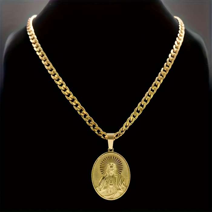 1 Piece Golden Jesus Theme Pendant