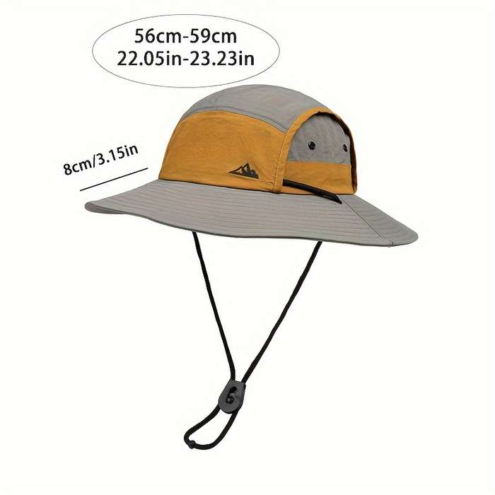 1pc Breathable Quick-Dry Sun Hat with Wide Brim UV Protection Color Block Design for Outdoor Hiki