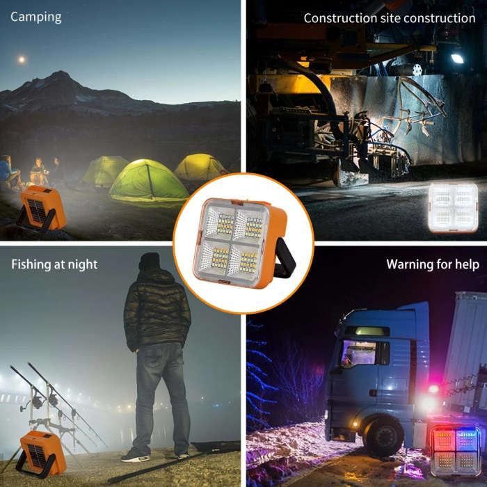 1pc Solar USB Rechargeable LED Work Light Portable Outdoor Floodlight with Magnetic Base 1200mAh Lit