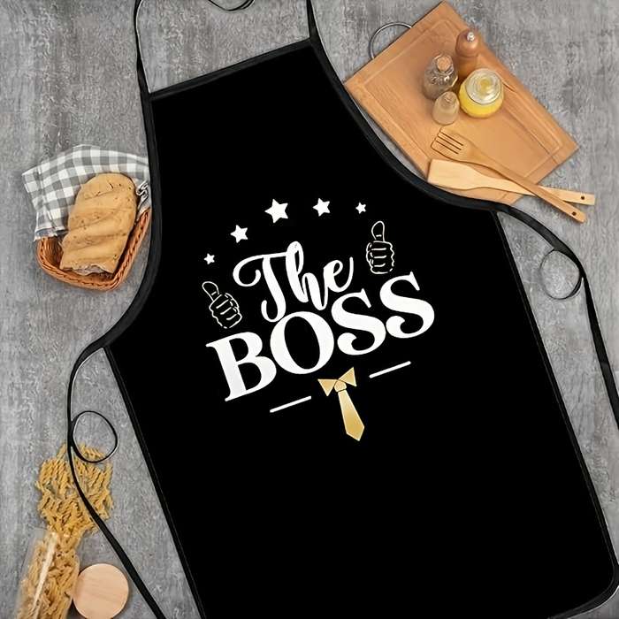 1pc Polyester Apron "The Boss" Design Woven Kitchen Cooking Apron for Men and Women Ideal fo