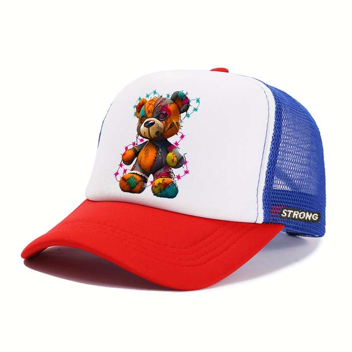 1pc Multicolored Bear Print Baseball Cap for Street Style Perfect for Parties And Outdoor Sun Prot