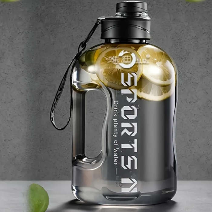 1pc 57.48oz Leak-Proof Sports Water Bottle with Handle Durable PC Material Large Capacity Precise Me