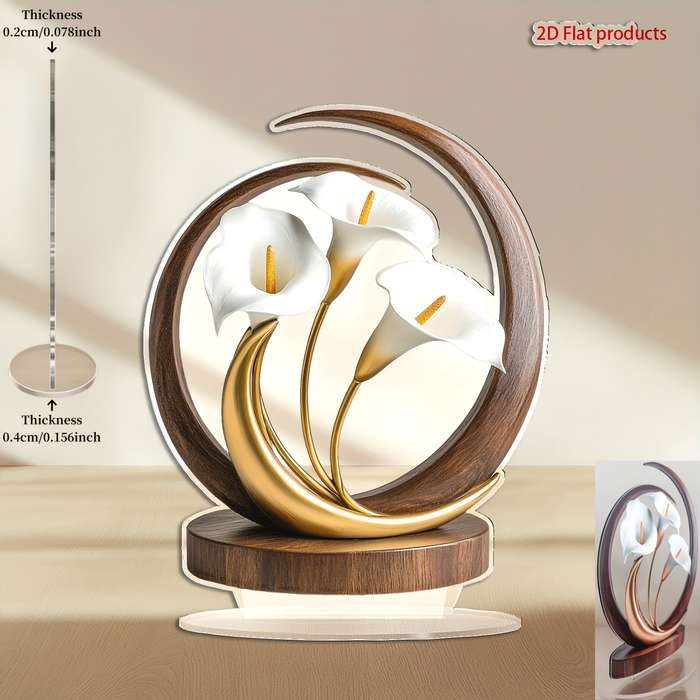 1pc 2D Flat   White for Lotus Themed  Acrylic Decoration Suitable for Living Room K