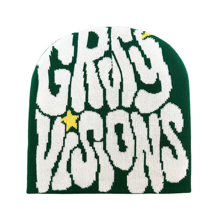 1pc Unisex Acrylic Y2K Hip-Hop Knit Beanie Elastic Skull Cap with Letter Jacquard Warm Ski