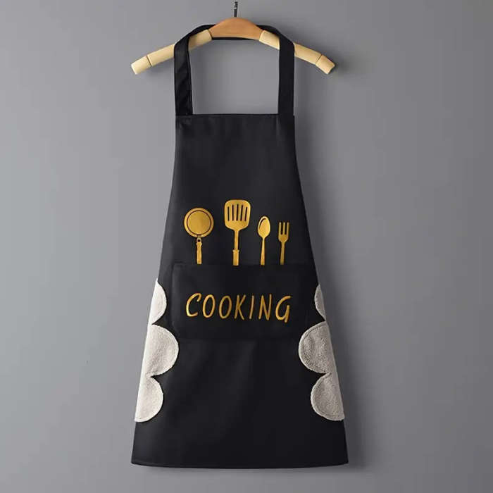 1pc Modern Simple Style Kitchen Aprons with Pockets Durable Polyester Blend Easy Clean Woven Fabric