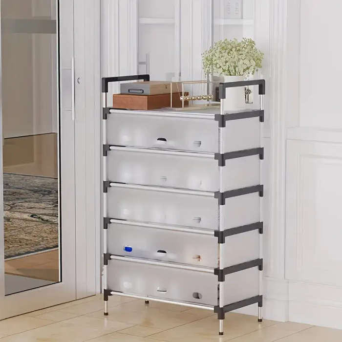 6-Tier Shoe Rack, 18-21 Pair Capacity, Dust-Proof Metal Frame with PP Material, Space-Saving Storage