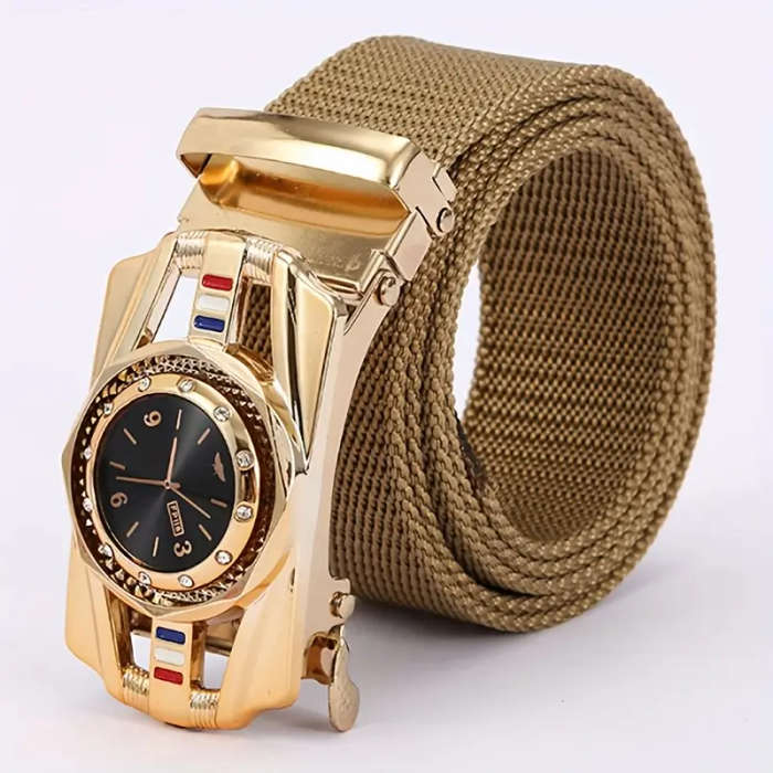 Men's Casual Outdoor Belt With Dial Design Grey
