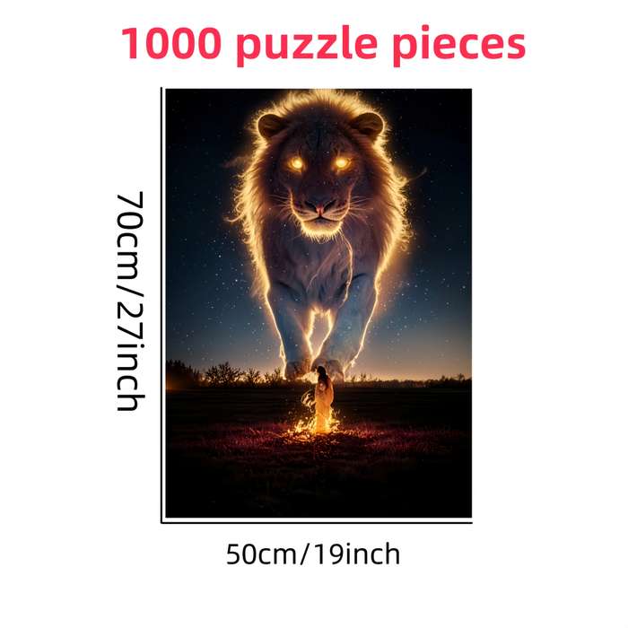 1000pcs Lion Jigsaw Puzzle Challenging DIY Brain Teaser with Vibrant Lion Starry