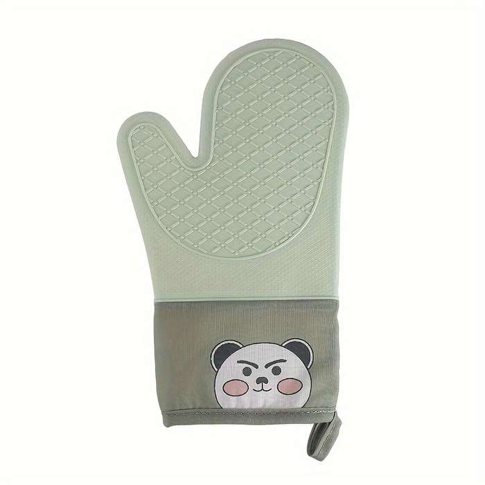 1pc Silicone Oven Gloves Panda Prints Oven Mitts Heat Resistant Kitchen Gloves with Soft Linin