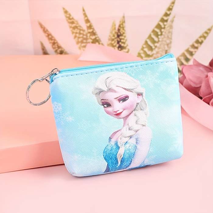 1pc Kawaii Frozen-Themed Coin Purse Card Holder with Zipper Cute Portable Wallet Featuring Els