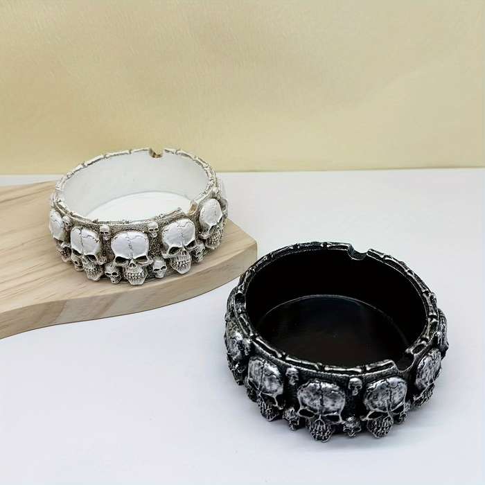 1pc Modern Round Skull Resin Craft Ornament Halloween Ghost Festival Atmosphere Decor No Elec