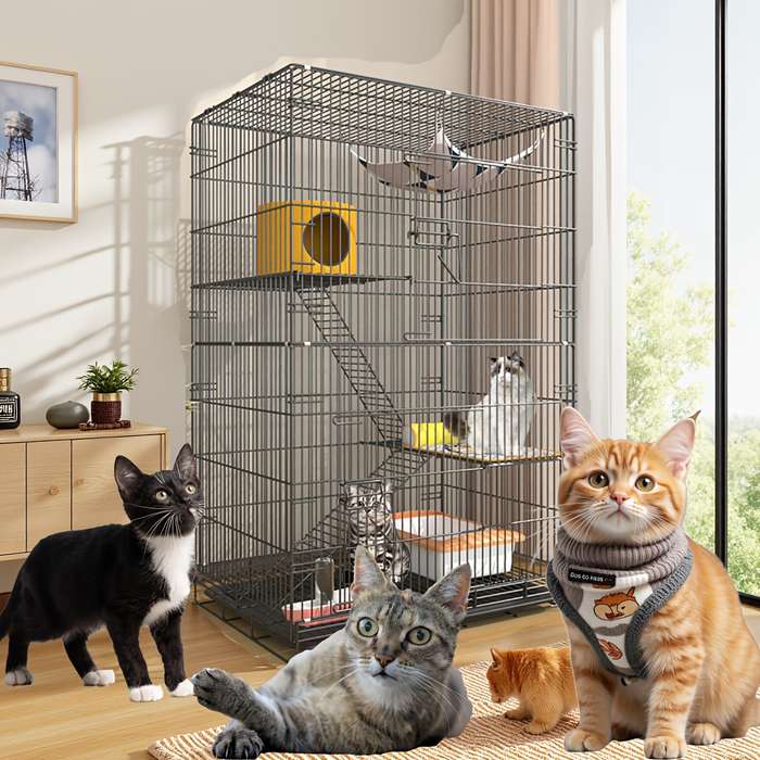 1pc Car Cage - Gray + Cat Litter T size One Size Fits AllPet Cage