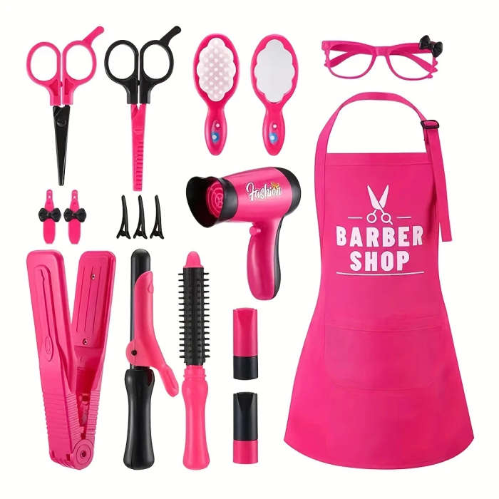 Girls Play Hairdresser Kit Toys with Accessories Apron Mixed Colors No Plating