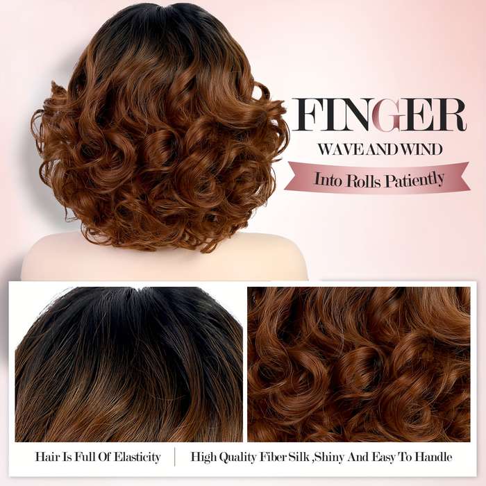 1Pc Ombre Brown 25.4cm Fashion Design Wig