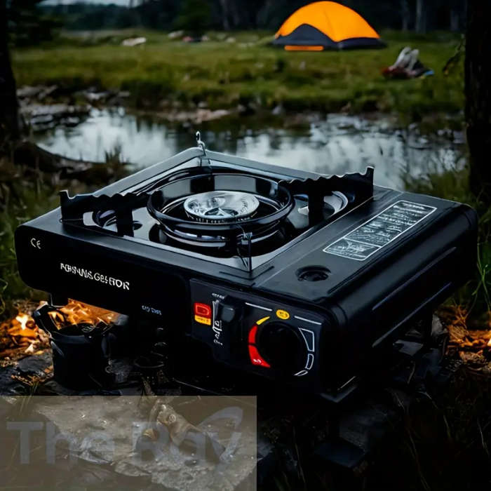 Portable Camping Stove with Adjustable Control Knob & Safety Valve - Compact Lightweight Design for