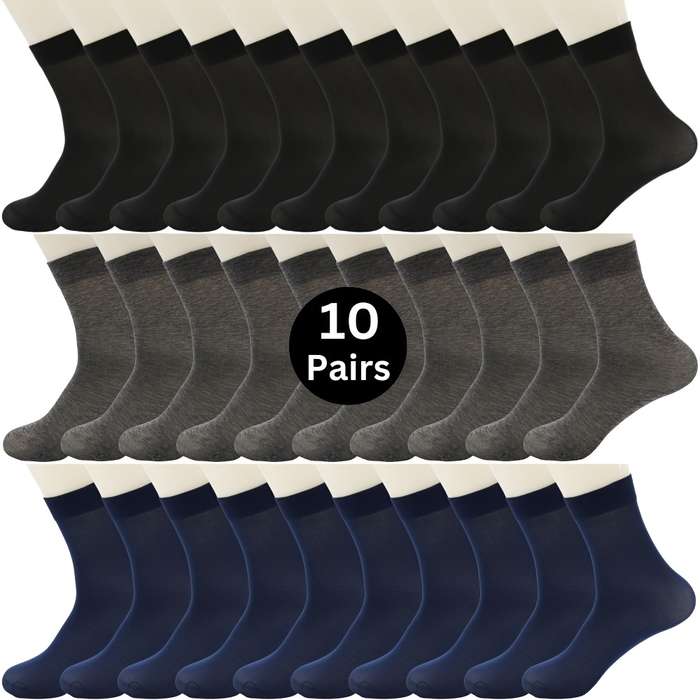10 Pairs Black One Size High Elastic Socks