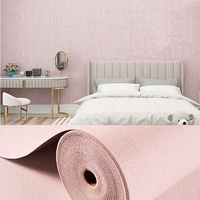 2 Rolls Wall StickersLinen Pattern   Light Pink
