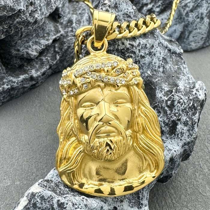 1 Piece Golden Jesus Theme Pendant