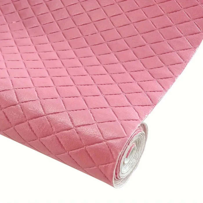 1pc Soft Synthetic Imitation Leather Diamond Embossed Dark Pink
